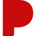 Bold red P, black background